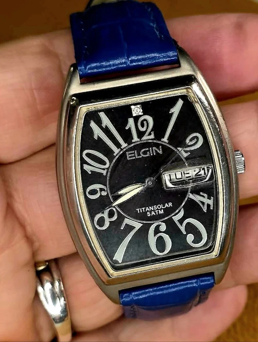 Elgin Titanium Solar Watch Day/Date (Unisex)